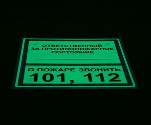 Фотолюминесцентный знак безопасности 200х200 мм на пластике